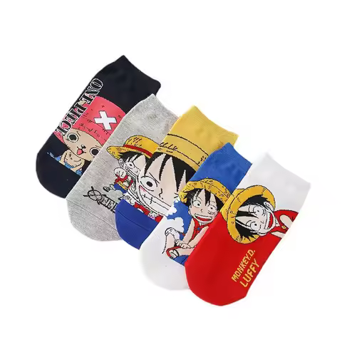 5pcs Japanese Anime One Piece Luffy Chopper Kawaii's Socks Cute Cartoon Socks Small Gift Anime Merch