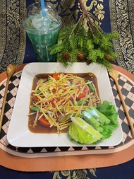 ส้มตำกุ้งสดปลาร้าปลอม โมเดลอาหาร โมเดลส้มตำ โมเดลอาหารไทย