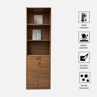 VHIVE Oxford 60cm Bookcase - Oak White 5 Tiers Office Lock Storage Cupboard Cabinet