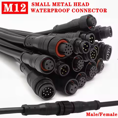 5/20Pcs M12 Metal Waterproof IP68 2/3/4/5/6/8 Pin Power Cable Wire Plug IP68 for LED Strips Male Fem