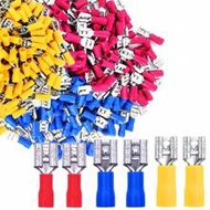 50pcs Female Insulated Vinyl Spade Connectors, 22-16 AWG, 16-14 AWG, 12-10 AWG - 6.3mm 1/4 Inch Elec