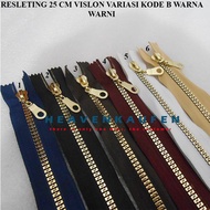 Resleting Zipper 25 cm Vislon Variasi Gold Muda Kode B Untuk Resleting Busana Pakaian Wanita Dll