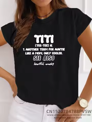 Funny Aunt Gift Shirt Titi Definition Shirt Auntie T Shirt Girl Summer Harajuku Y2k Trendy Tops Tee 
