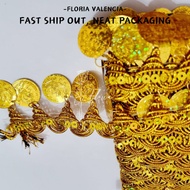 1 METER Gold Lace Pagoda Coin | Renda Emas | Baju Tradisional | Pengantin | Decoration Melanau | Sarawak