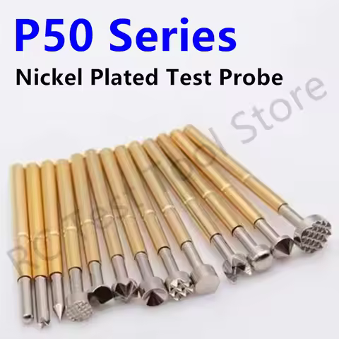 P50 Series Nickel Plated Brass Spring Test Probe Test Pin Pogo Pin Electric Detection Needle ICT FCT