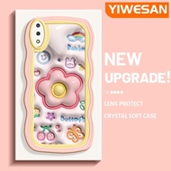 YIWESAN เคสสำหรับ VIVO V11 V11 Pro 3D ดอกไม้มาคารอนน่ารักขอบคลื่นครีมแฟชั่นเคสโทรศัพท์โปร่งใสง่ายเคสนิ่มแบบใสเคสซิลิโคนกันกระแทกป้องกันกล้อง