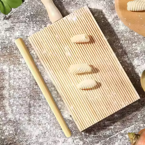 Pasta Gnocchi Making Board with Pasta Roller Italian Pasta Maker Boards Gnocchi Maker Paddle for Kit