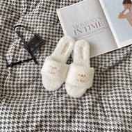 GSG9 Wool Lamb Wedge Heel Slippers - Suitable for Autumn/Winter - Comfortable Flat Thick Sole