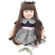 Boneka Mainan Silikon Bayi Reborn Perempuat Rambut Panjang Mirip Asli 