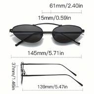 1 Pair Fashion Metal Alloy Pilot Style Fashion Glasses With Single Bridge, Casual Eyewear With Gold 