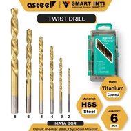 MATA HSS STEEL TITANIUM DRILL BIT SET 6 PCS TWIST DRILL SET DRILL BITS HSS TITANIUM ASTEEL - HSS IRO
