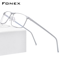 FONEX แว่นตาไทเทเนียมบริสุทธิ์สำหรับผู้ชายกรอบแว่นตาออปติคอลทรงสี่เหลี่ยมสไตล์เกาหลีเบาพิเศษแว่นตาวัยรุ่น Tiktok วัยรุ่น8550