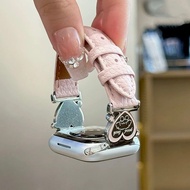Love Metal Puppy Lychee Pattern Leather Apple Watch Strap Suitable for Watch9iwatch10q