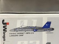 Jwing4 比例1/144成品塑膠飛機 A1 F-18C F18C HORNET VMFA(AW)-212
