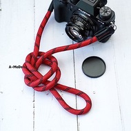 相機帶 紅黑 9mm 登山繩 真皮 復古 手工製作 菲林相機 禮物 攝影
