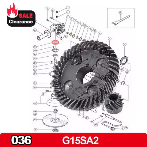 G15SA2 Gear Set 40T φ15mm Replace For Hitachi HiKoki G15SA2 G 15 SA2 Angle Grinder Power Tool Spare 