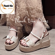 Women's polka dot bread Sandal 9 centimeters high_Thanh Van Shoes(D0460)