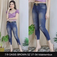 WOMEN'S JEANS 7/9 OASIS BROWN + BELT