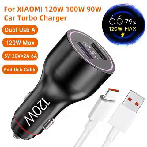 For Xiaomi Mi Charger Car 120w 90w 67w Hyper Fast Turbo Charge Auto Cargador Dual Usb For Xiaomi 15 