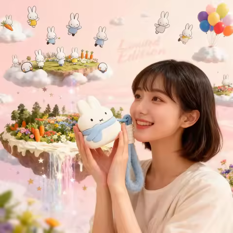 Miffy Kawaii Rabbit Scarf Earphone Case Cute Cartoon Soft Shell Protective Cover for Airpods 1 2 Gen