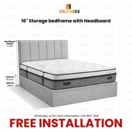 16 Inches Storage Bed 12 - Velvet - Available in single/supersingle/queen/king