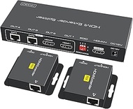 VPFET HDMI Extender Splitter 1 in 2 Out Over Cat5e or 6 Ethernet Adapter Up to 165FT HD1080P60Hz wit