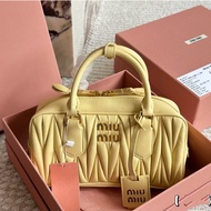 New Color Bowling Briefcase Hand Carry Crossbody Female Bag Matching Box Genuine Leather MI33333-255