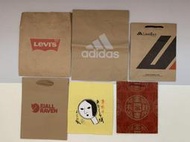 專櫃品牌紙袋 Levi’s、adidas、LandBas、FJALLRAVEN RAVEN、京都Yojiya、富貴有餘等
