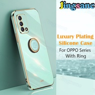 Jingsanc cho OPPO A74 4G/A95/A76/A54 4G/A74 5G vỏ điện thoại Mạ sang trọng với Ốp Giá đỡ nhẫn đơn gi