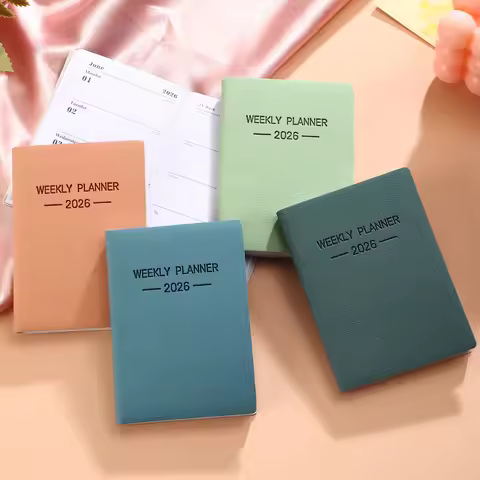 1pc A7 specification 2026 daily plan book, Morandi color PU cover schedule book, 64 sheets 128 page 