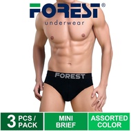 Forest Seluar Dalam Lelaki | (3 Pcs) Forest Mens Cotton Spandex Mini Brief Underwear Assorted Colour