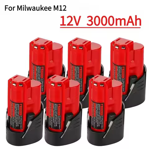 3000mAh Battery for Milwaukee M12 Lithium M12B2 M12 XC 48-11-2430 48-11-241148-11-2401 MIL-12A-LI To