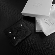 {E1even7} Margie Style Magie Simple First Layer Cowhide Black Half Fold Wallet Change Card Holder