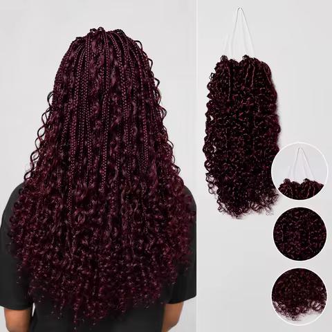 Miracle Knots Feather 99J Color Burgundy Kinky Curly Crochet Human Hair Extensions Boho Knotless Bra