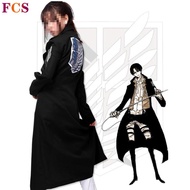 【Within 24 hours✈】Shingeki no Kyojin Levi Rivaille Jacket Cloak Adult Halloween cosplay costume Attack on Titan Windbreaker BlackHigh end c☀lothing in stock