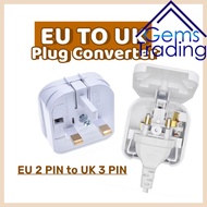 (1 PCS) EU To UK FUSED Power Converter Travel Socket EURO 2 Pin Plug To UK 3 Pin Plug Open Cap Top A
