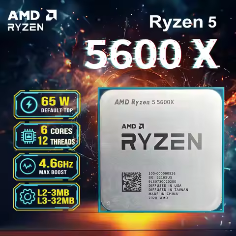 AMD Ryzen 5 5600X R5 5600X 3.7GHz 6-Core 12-Thread CPU 7NM 65W 32M AM4 New Without Cooler and packag