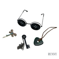 RUNNY 4 Pcs Button Eyes Glasses Insect Hairclip Key Pendant Necklace for Halloween