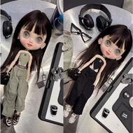 Small Cloth blythe Doll Clothes Black Green Overalls OB24 azone 19 Joint Body Can Wear