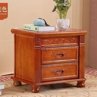 Chinese Style Bedside Table Solid Wood Carved Bedroom Home Bedside Storage Cabinet Free Installation