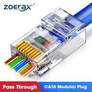 ZoeRax Cat6 CAT5e ผ่าน RJ45เครือข่าย Modular Plug ตัวเชื่อมต่อ UTP 15μ Gold-Plated 1.1Mm End สำหรับสาย Ethernet