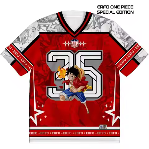 Jersey Anime One Piece Luffy Gear No. 35 Kaos Full Print Manga Pria Kids/Adults T-shirt Y2K Suitable
