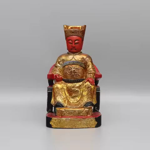 Collectible Wooden Statue from Fujian Province, Home Decoration, Temple Figurine