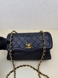 chanel香奈兒 中古1開 黑金巴黎限量cf 戴妃包 24cm