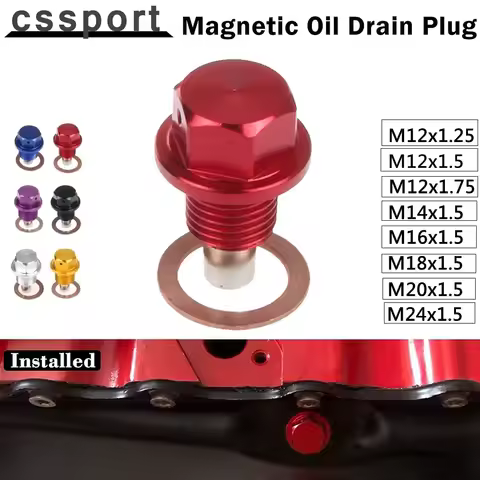 M12x1.5 M12x1.25Magnetic Oil Drain Plug Oil Drain Sump Nut Aluminum Alloy Gearbox Oil Sump Drain Plu