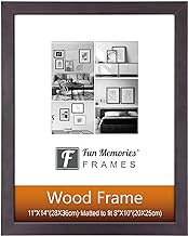 Picture Frame, Wood Picture Frames with Mat &amp; Real Glass, Photo Frames for Wall and Tabletop Display, Wall Gallery Picture Frame Set (Brown, 11x14-1P)