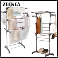 Zeekea 3 Tier Grey Color Foldable Drying Rack Clothes Rack Clothes Wardrobe
