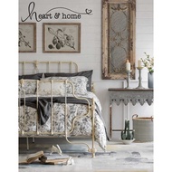 W-8&amp; Creative Home French Retro Creamy-white Metal Bed Frame Light Luxury Distressed Iron Bed More Sizes Bed in Master B