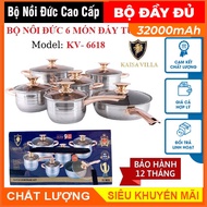 Bộ nồi Đức  Bộ Nồi 5 Đáy Dùng được cho mọi loại bếp Bộ Nồi Inox 6 Món 12 Chi Tiết Kaisa Villa Cao Cấ