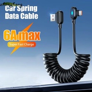 ZHANGHONG 6A Spring Data Cable, Black PVC USB C To Type C Fast Charging Cable,  Fast Charging Spring